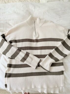 Striped 1/4 zip sweater